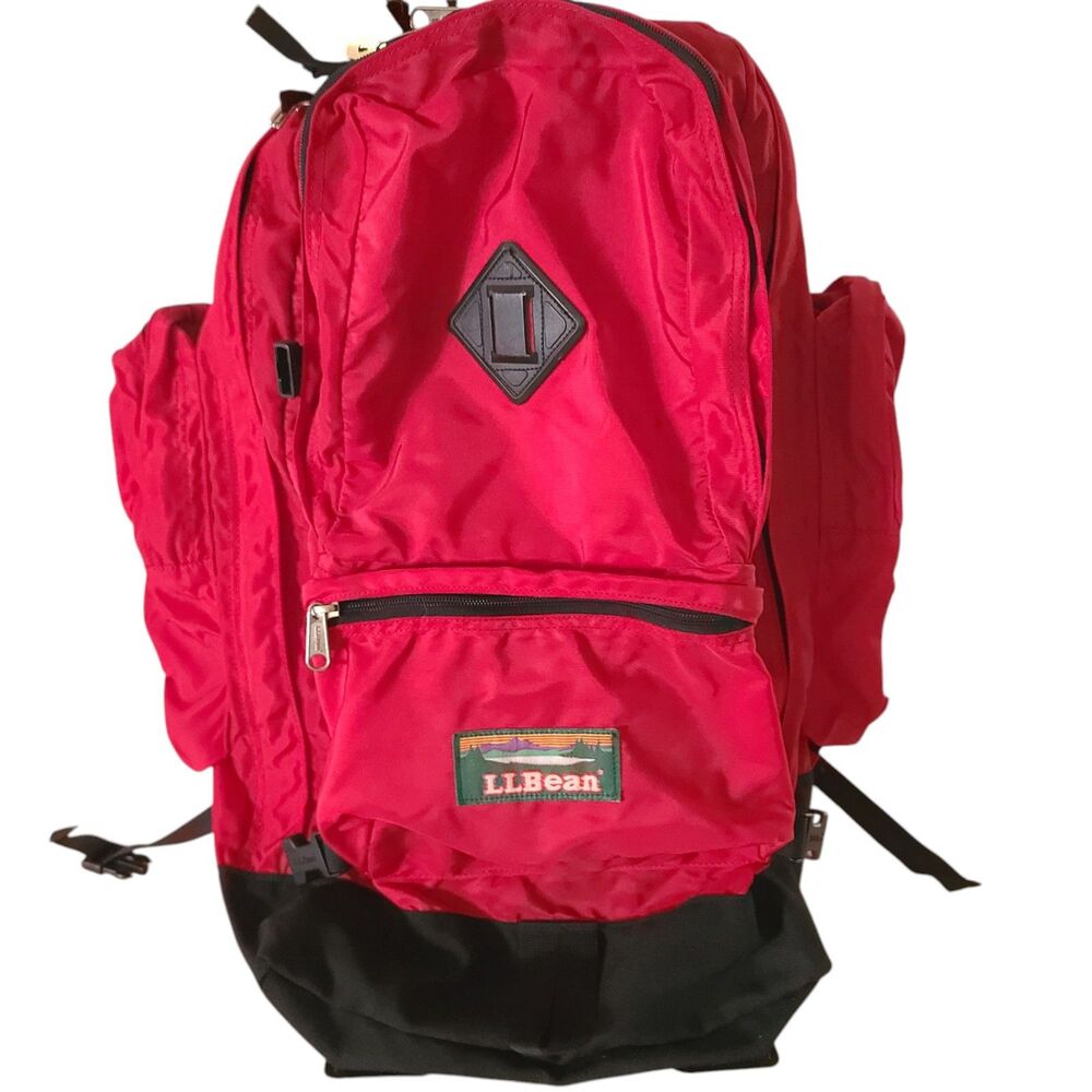 Vintage LL Bean Hiking Backpack M847 Nylon Mount Katahdin Red W/black Bottom EUC